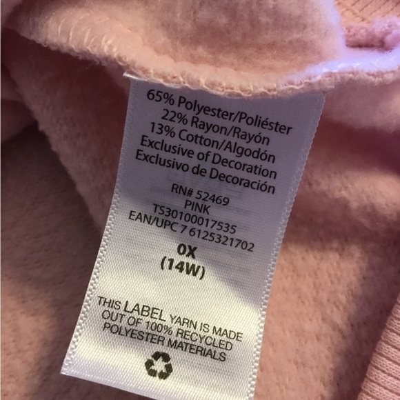 Terra& Sky Pink sweatshirt ladies size 0X. Slightly stretchy. - Picture 4 of 6